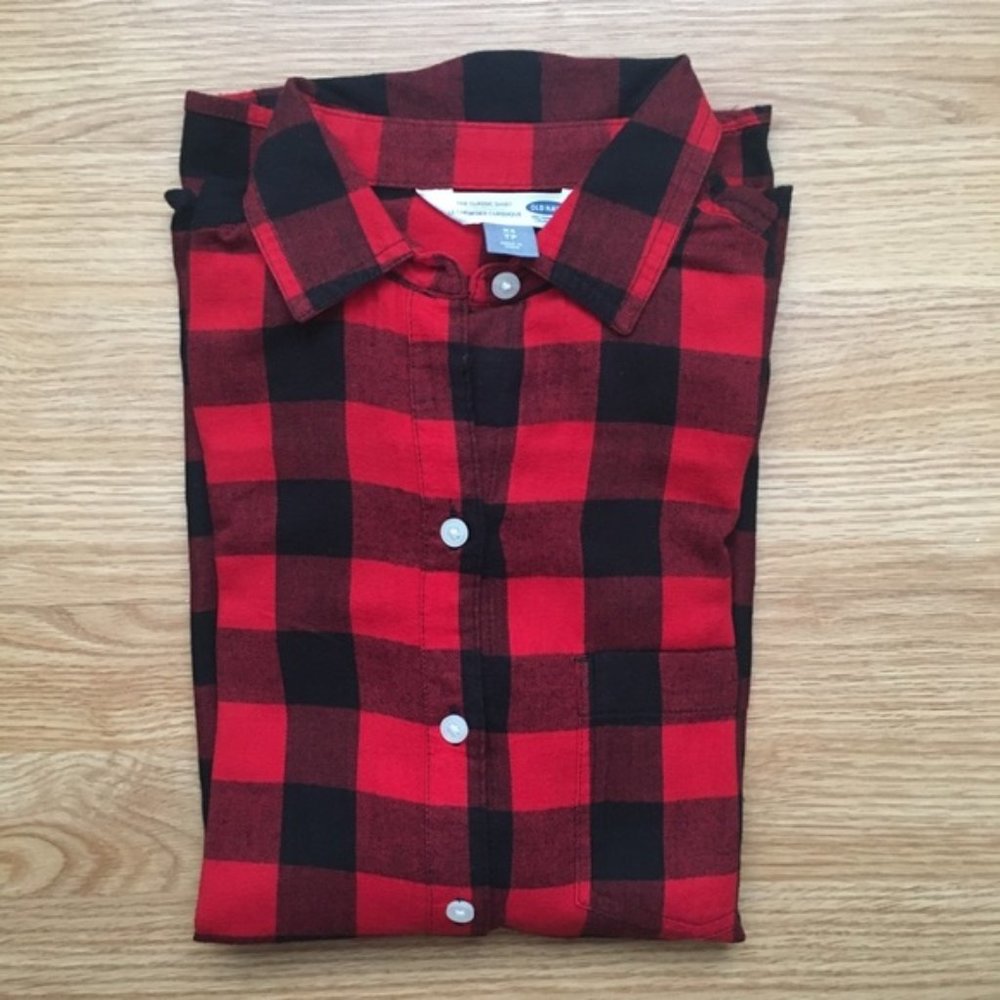 Red Black Buffalo Check Flannel  Top